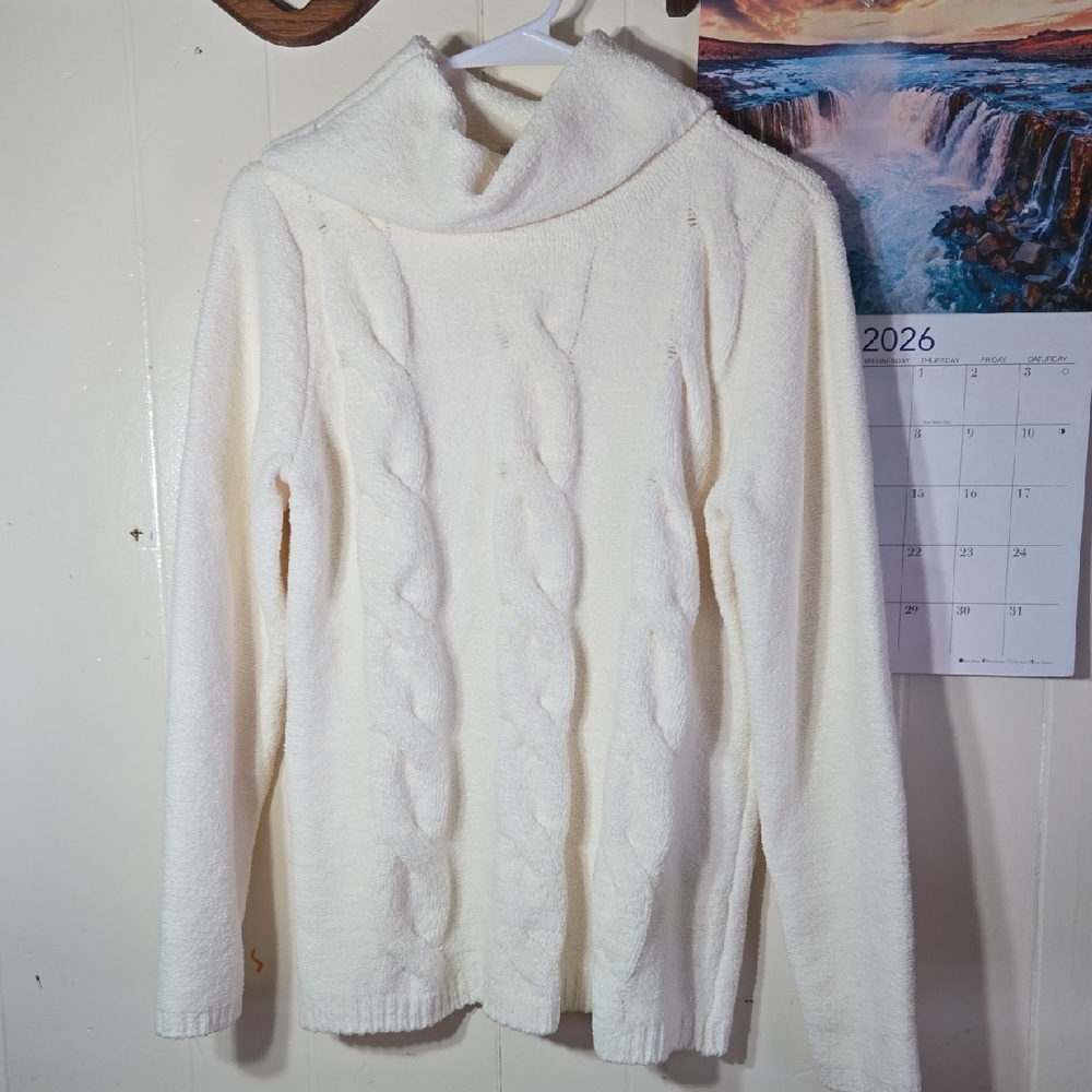Liz Claiborne Cream Cowl Neck Sweater